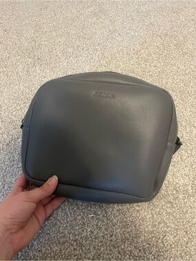 Monos Grey Faux Leather Clip On Toiletries Bag Unisex